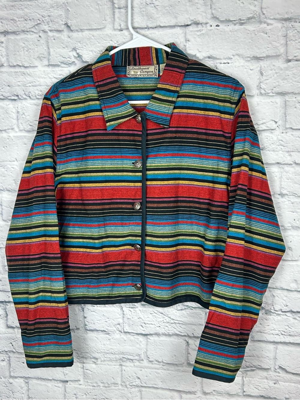 Southwest Canyon XL Serape Stripe Cotton Jacket Southwestern Western